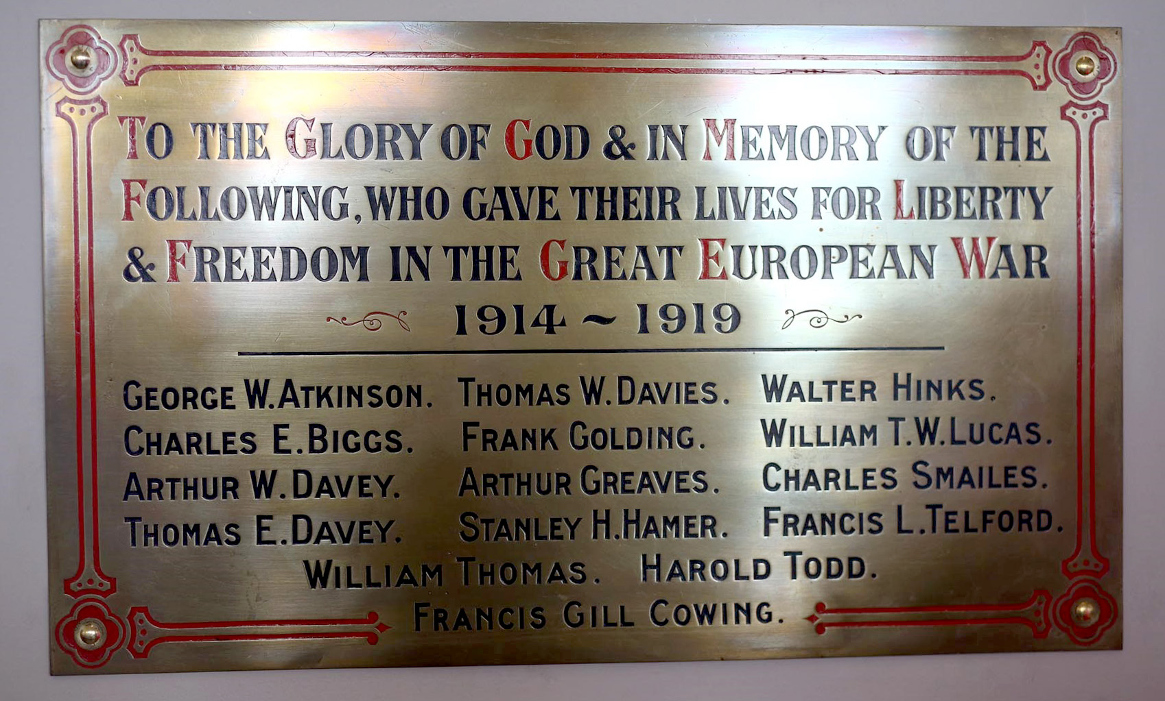 Plaque in Darlington church recalls town’s victims