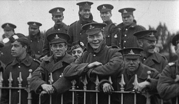 Rare film footage reveals excitement as soldiers march towards Western Front trenches