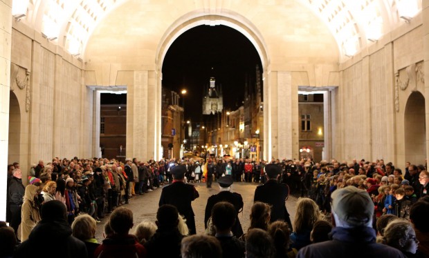 Students taking part in ceremony at Menin Gate