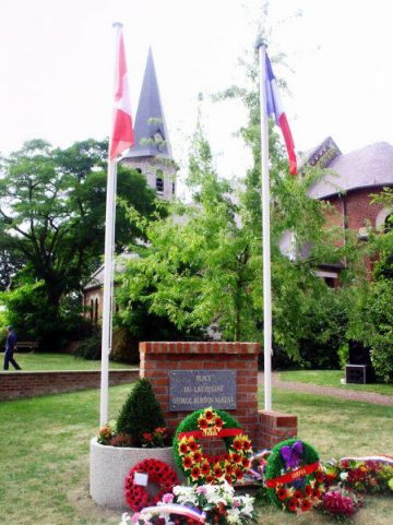 The memorial to Captain George Burdon McKean at Cagnicourt, France
